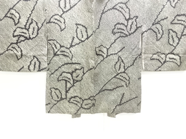 JAPANESE KIMONO / ANTIQUE HAORI / SILK / ALL SHIBORI / BRANCH LEAVES